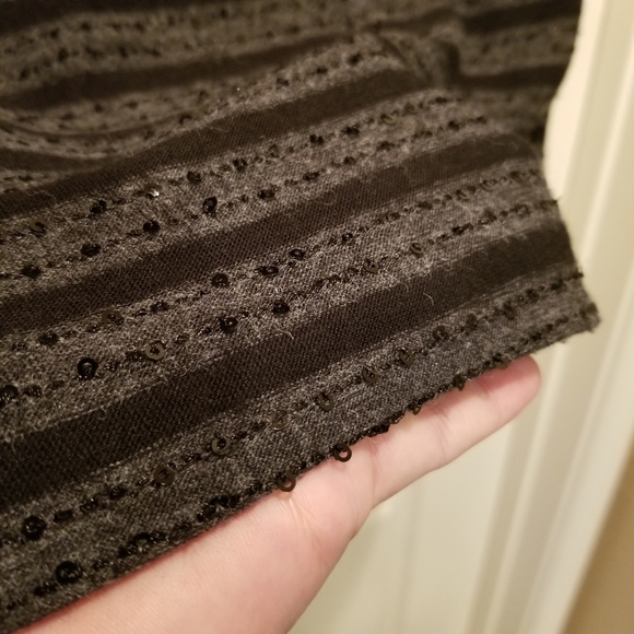 Express 3/4 sleeve black stripe sequin dress Size M - Picture 10 of 12